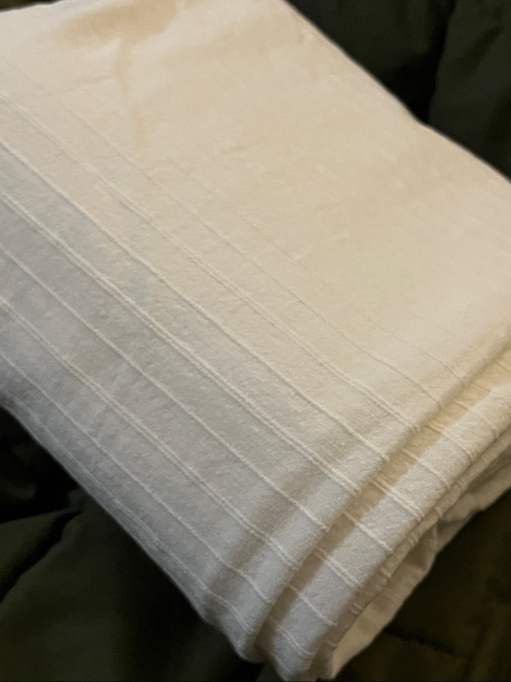 Threshold ~ offwhite Cream Ribbed Cotton Shower Curtain~ 💯 cotton